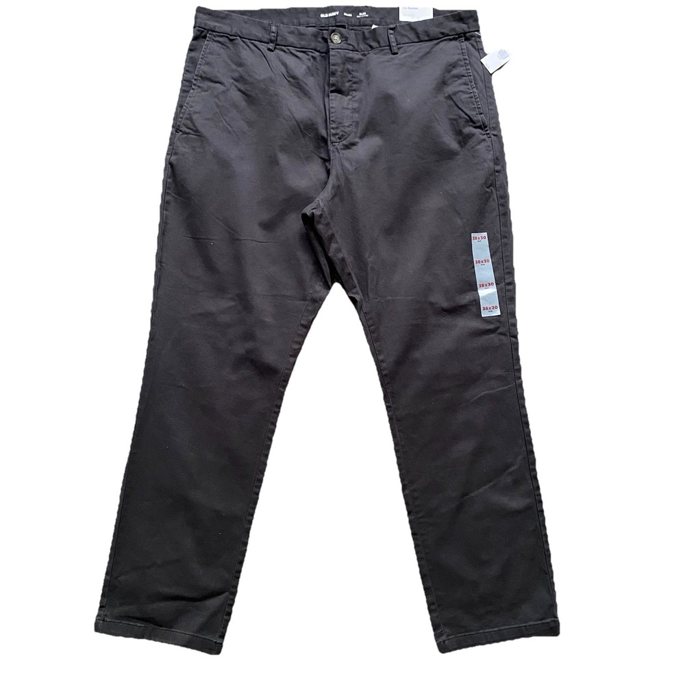 Old Navy Chino Pants Men 38x30  Gray Slim Built-In Flex Cotton Stretch $44.90